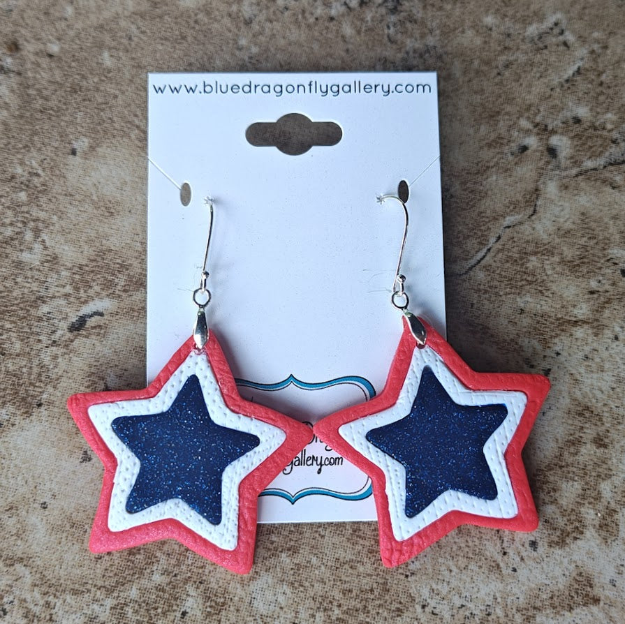 Red, White, and Blue star earrings