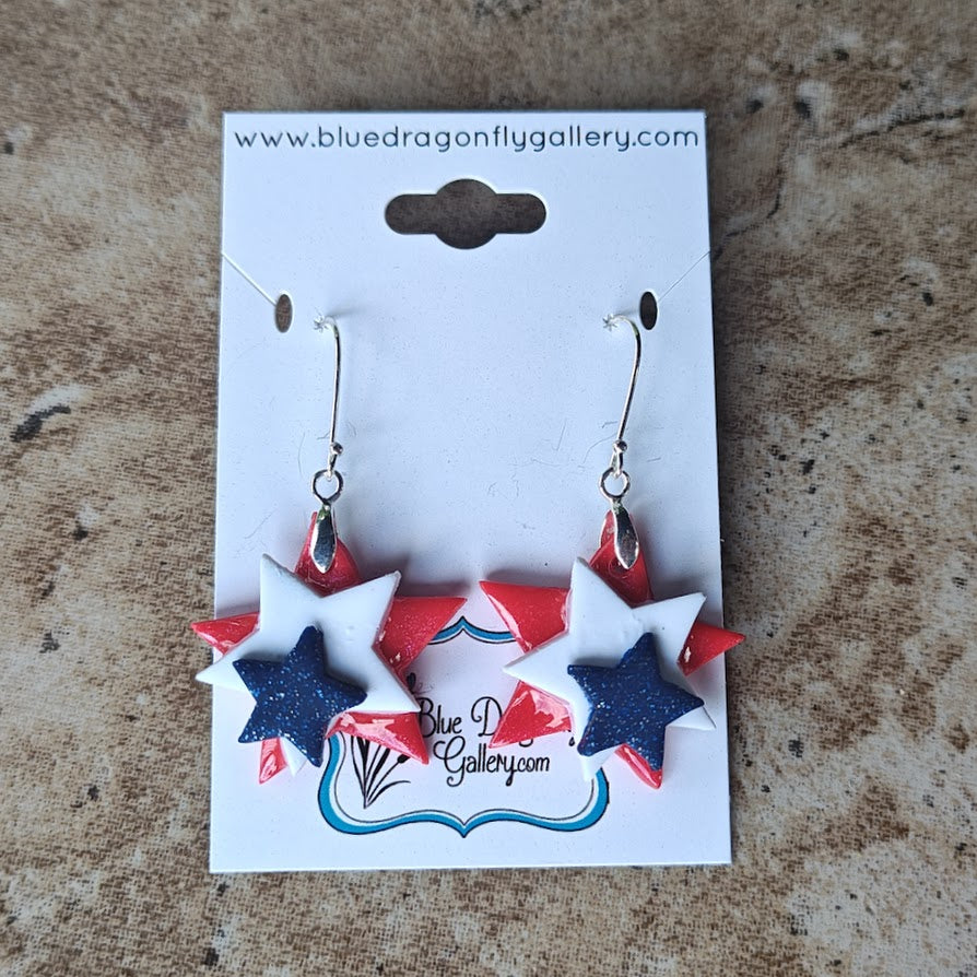 Red, White, and Blue star earrings