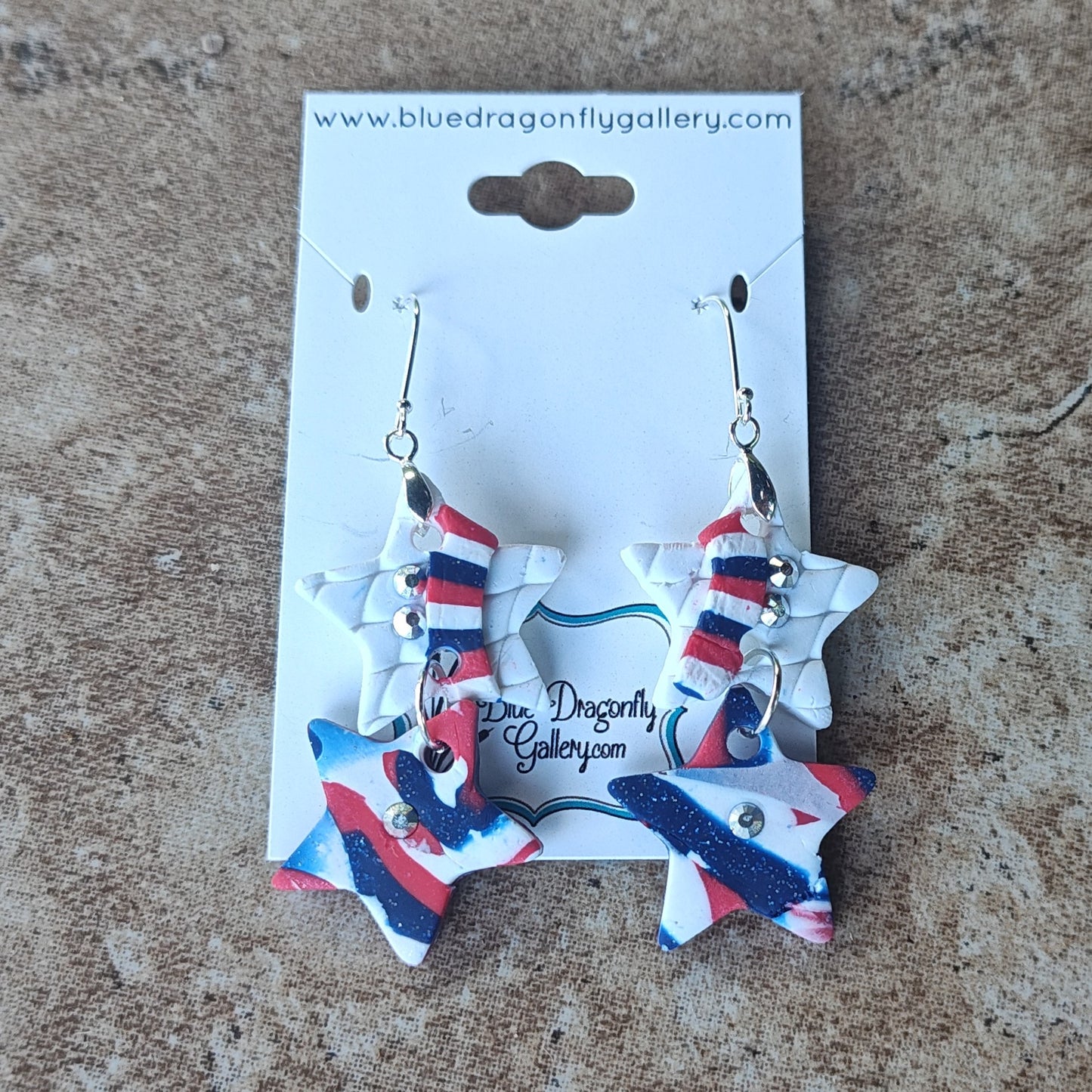Red, White, and Blue star earrings