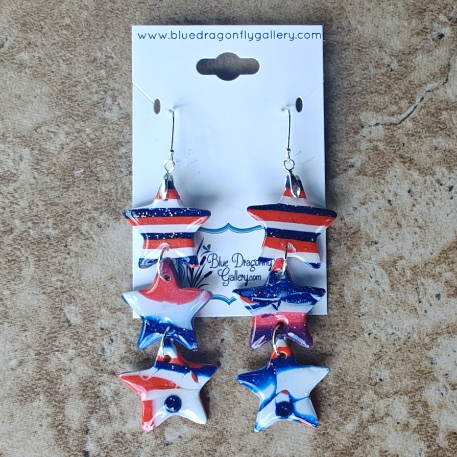 Red, White, and Blue star earrings
