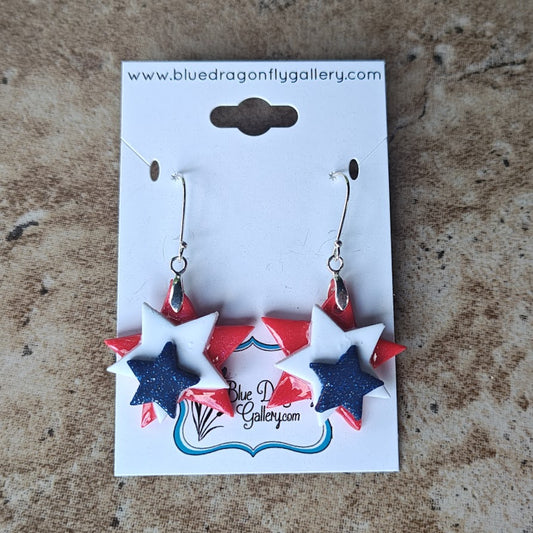 Red, White, and Blue star earrings