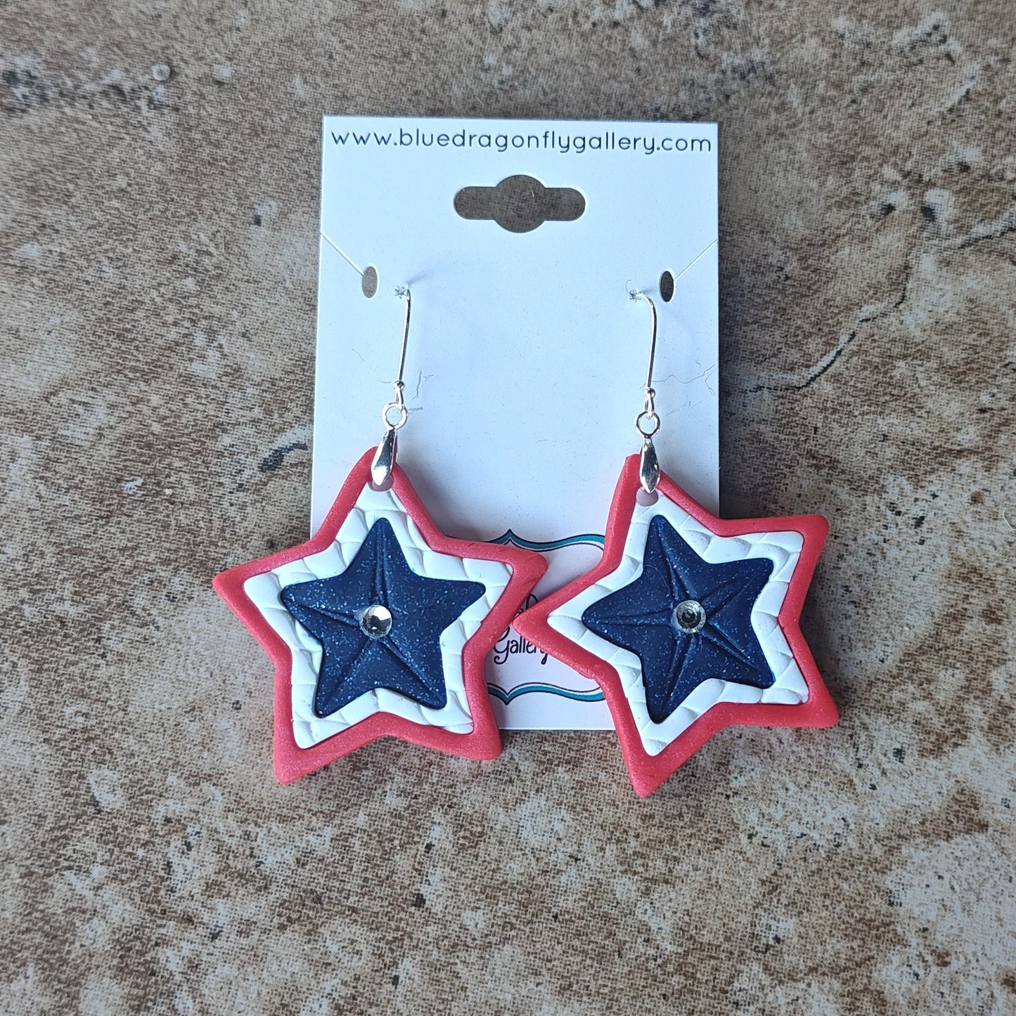 Red, White, and Blue star earrings