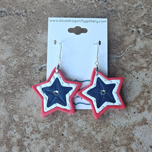 Red, White, and Blue star earrings