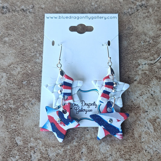 Red, White, and Blue star earrings