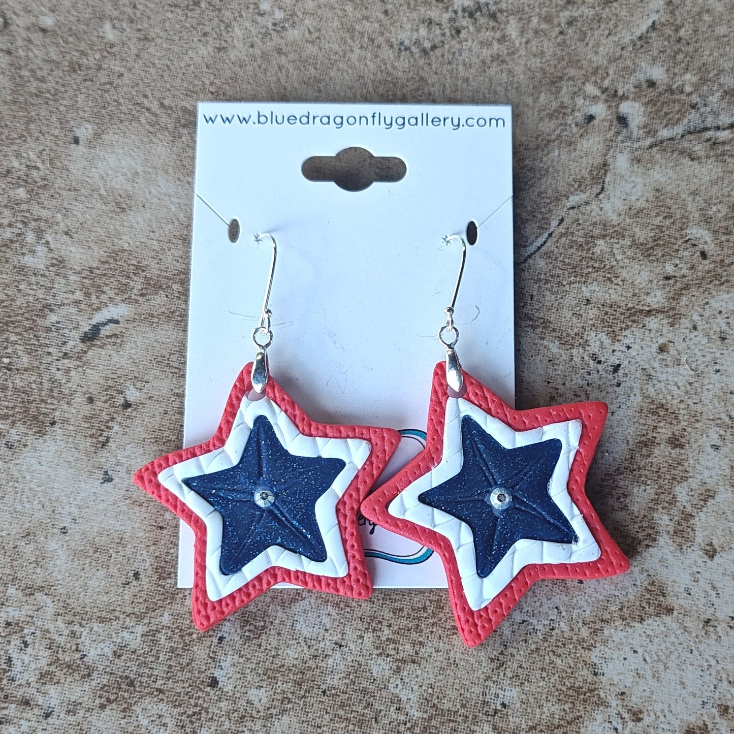 Red, White, and Blue star earrings